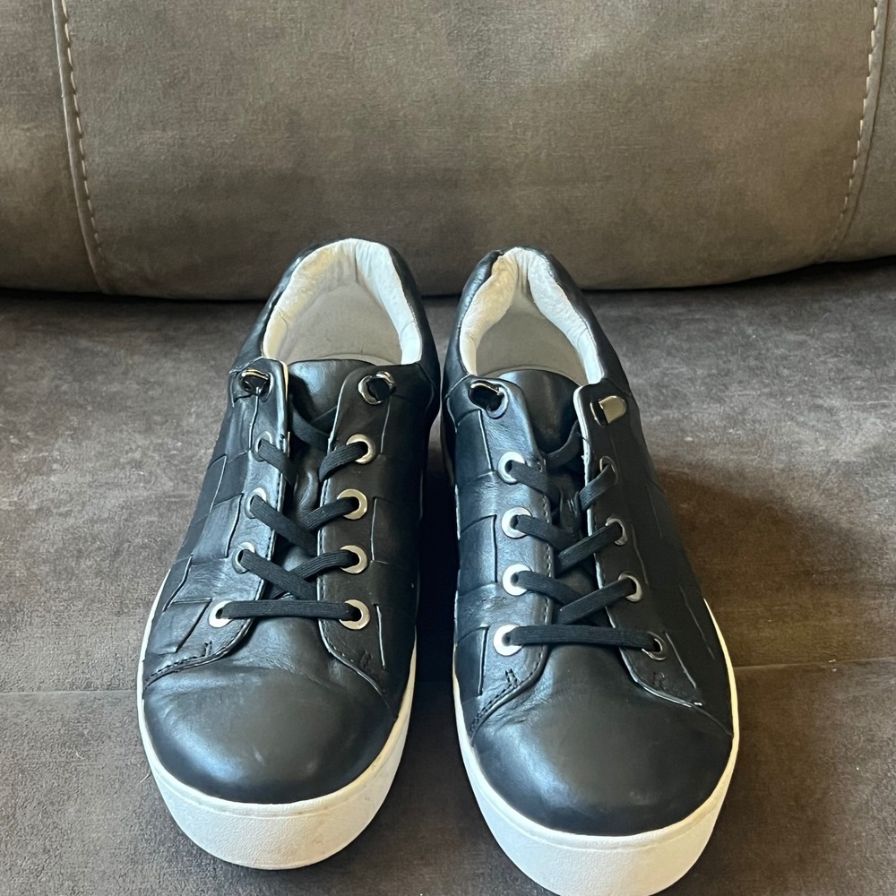 Jambu Women's Black Leather Woven Lace-Up Comfort Sneakers Size 10W - Picture 4 of 9